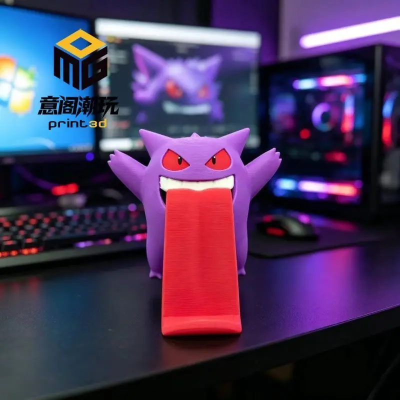 Pokemon Gengar Creative Mobile Phone Stand 3D Printed Figure Cartoon Model Desktop Gaming Room Ornament Gift
