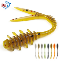 Rosewood 5.5cm Ajing Worm Soft Fishing Lure Split Tail Silicone Artificial Bait Rockfish TPR Floating Ocean Rock Isca Esca Pesca