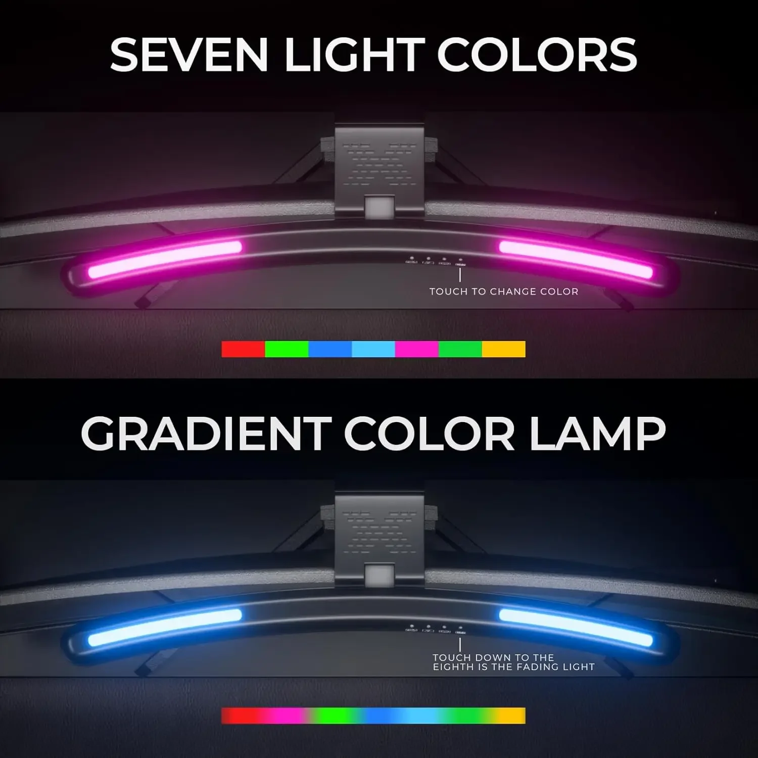 Monitor Light Bar Curved, RGB Backlight, Computer Screen Lamp Dual Light Source with Touch Control Home Office Gaming Desk Lamp