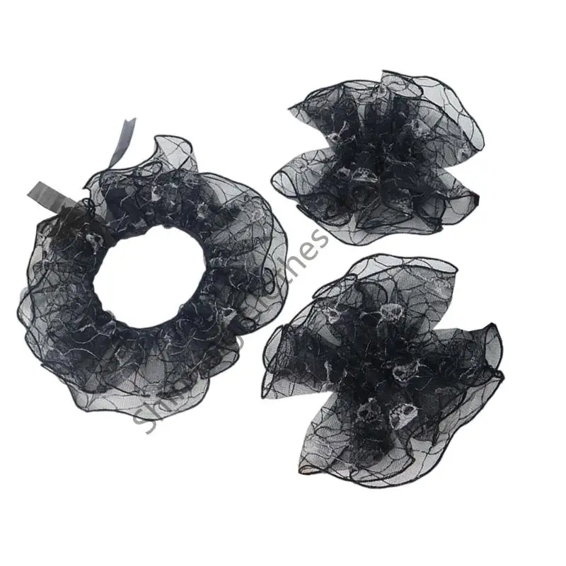 M68A Layered Wrist Cuff Collar Detachable Women’s Embellishment Black Lapel