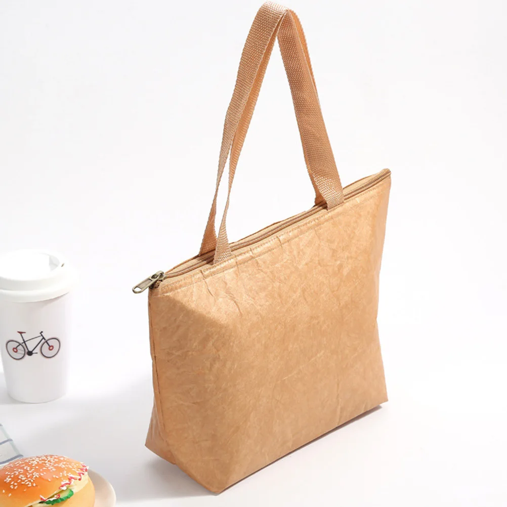 

1 pc Paper Insulated Lunch Bag Portable Bento Pouch For Picnic Sandwich Snack Storage Lightweight Thermal Carrier