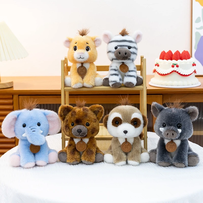 Lifelike Lion Plush Toy Zebra Cute Simulated Elephant Doll Soft Stuffed Animals Boar Plushie Kids Birthday Xmas Gift Sloth Dog