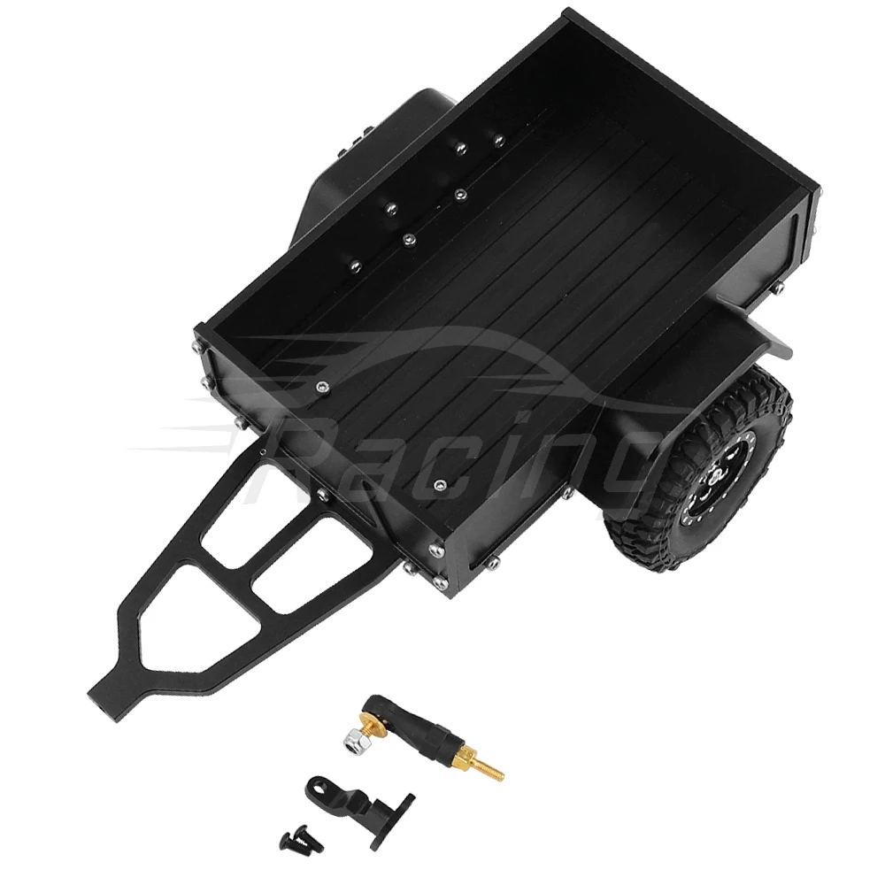 Aluminum Alloy Metal Utility Trailer Car with Hitch for TRX-4M TRX4M 1/18 RC Crawler Car Upgrade Parts