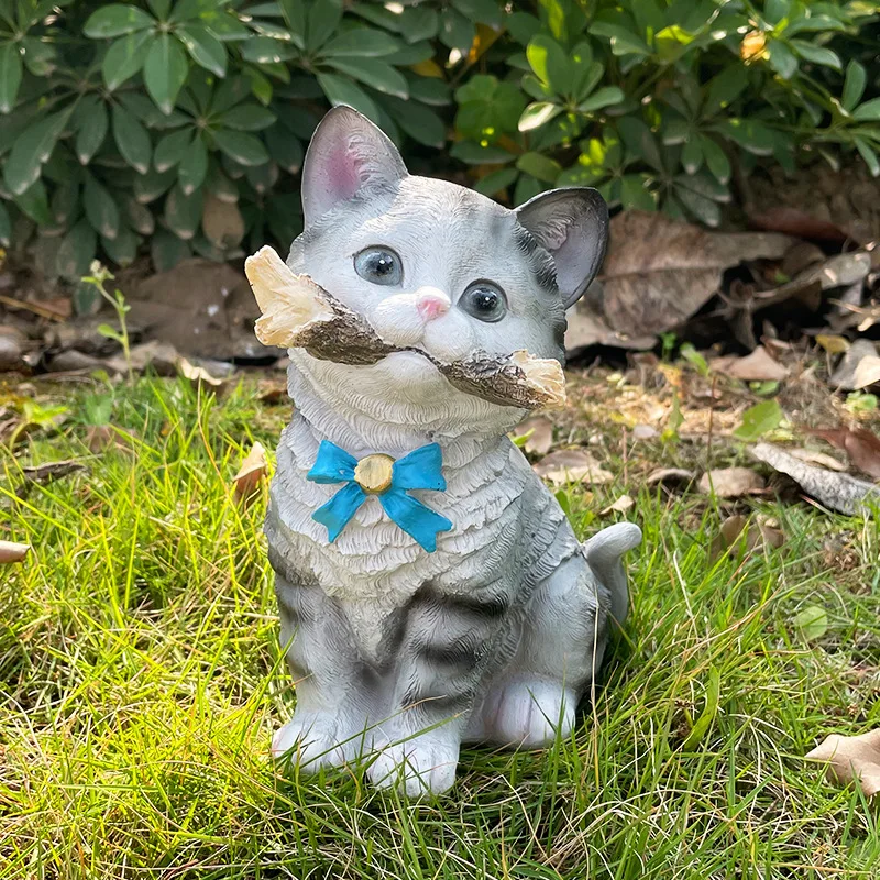 New Little Cat Resin Ornaments Desktop Garden and Courtyard Decorations Cartoon Animal Handicraft Sculptures