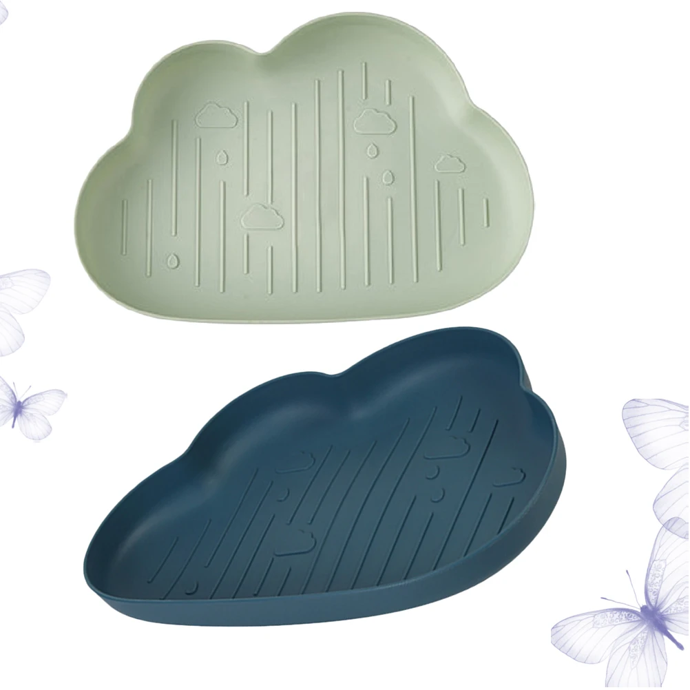 

2pcs Plastic Fruit Plate Cloud Shape Snack Dish Candy Bowl Household Dry Food Plate Sturdy Smooth Edge Cute Design Easy