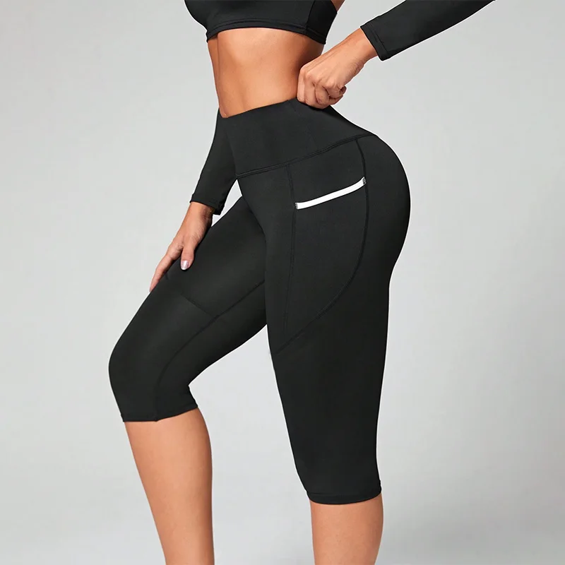 High Waist Yoga Pants Capri Leggings with Pockets for Women Tummy Control Workout Capri Leggings for Women