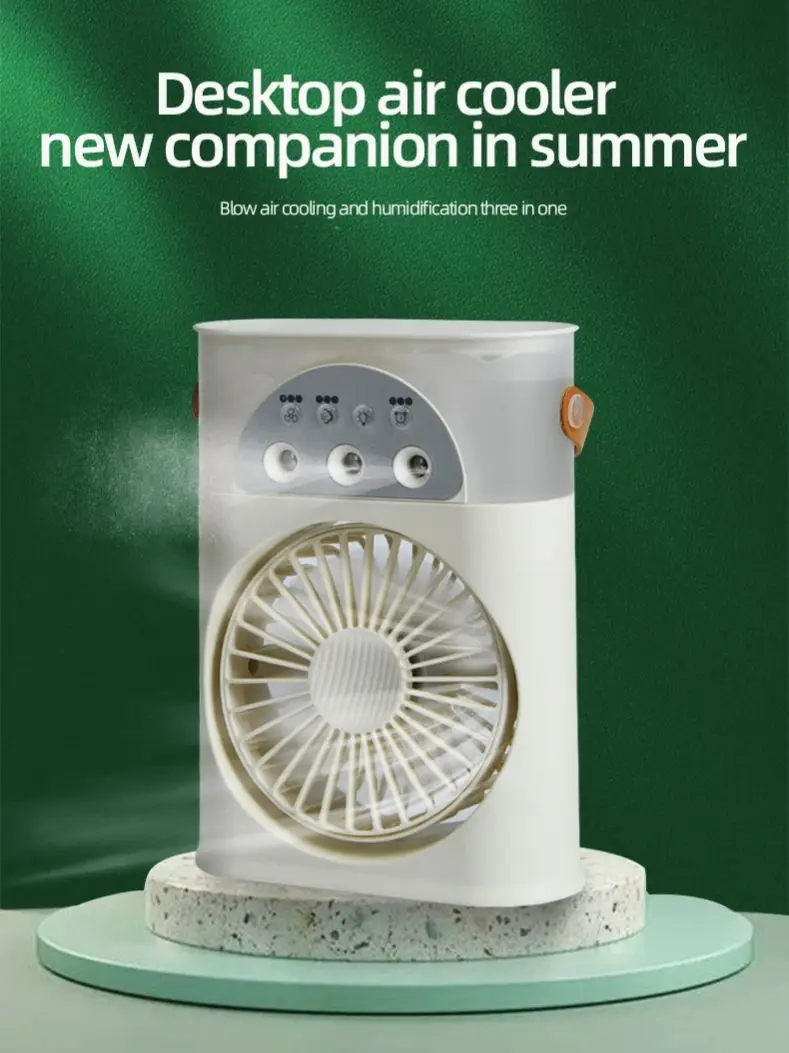 

New Mini Air Cooler USB Small Air Conditioning 3-hole Spray Fan Multi-functional Water Cooling Portable Household