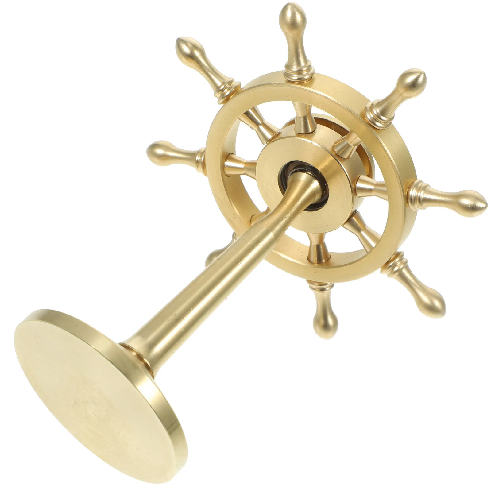 Brass Ship Rudder Decorative Marine Rudder Statue Vintage Mediterranean Desktop Ornament for Home Office Shelf Display