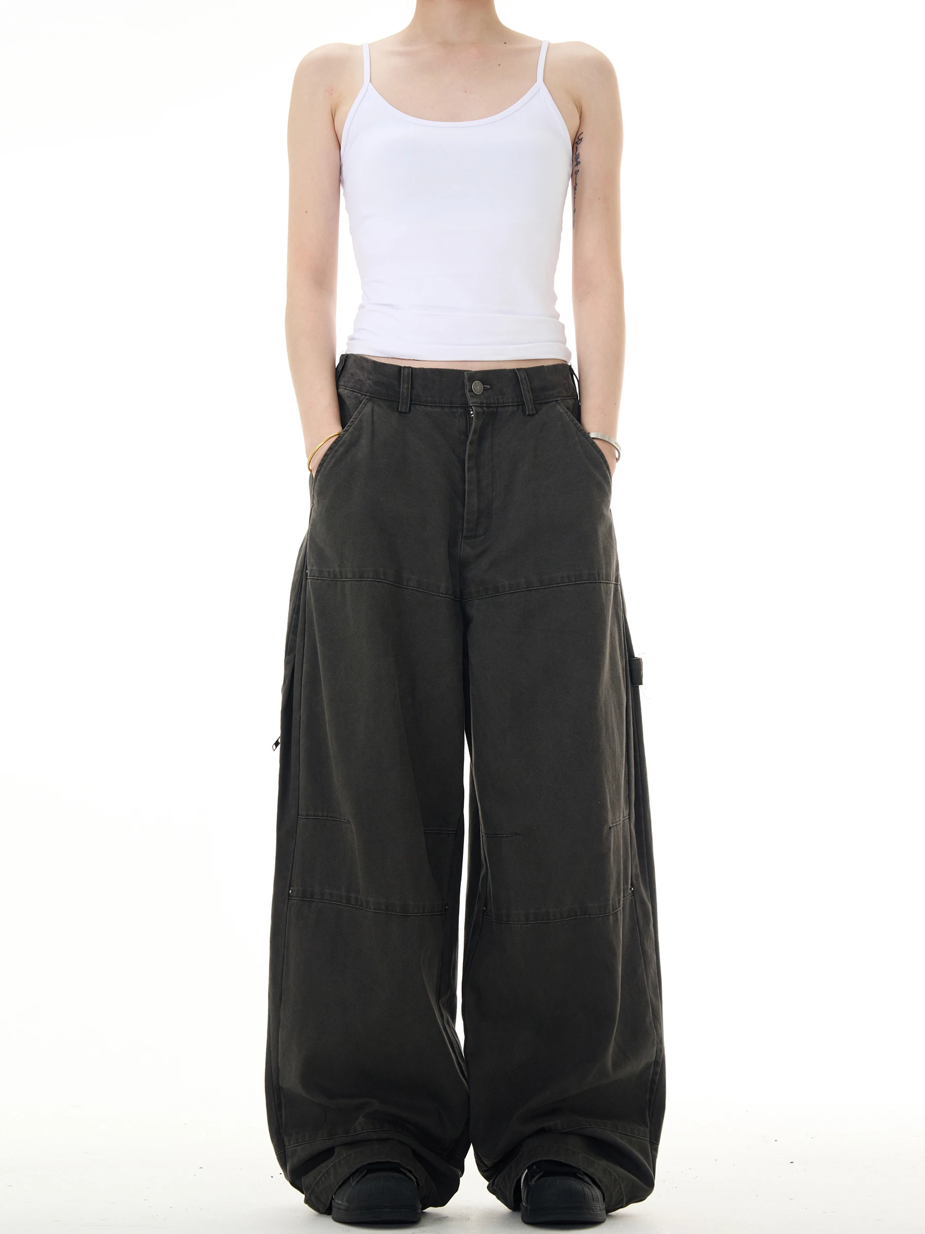 

Мужские винтажные повседневные рабочие брюки MADWITCH, свободные, с широкими штанинами, в уличном стиле, осенние, длинные, прямого кроя, молодежные, энергичные