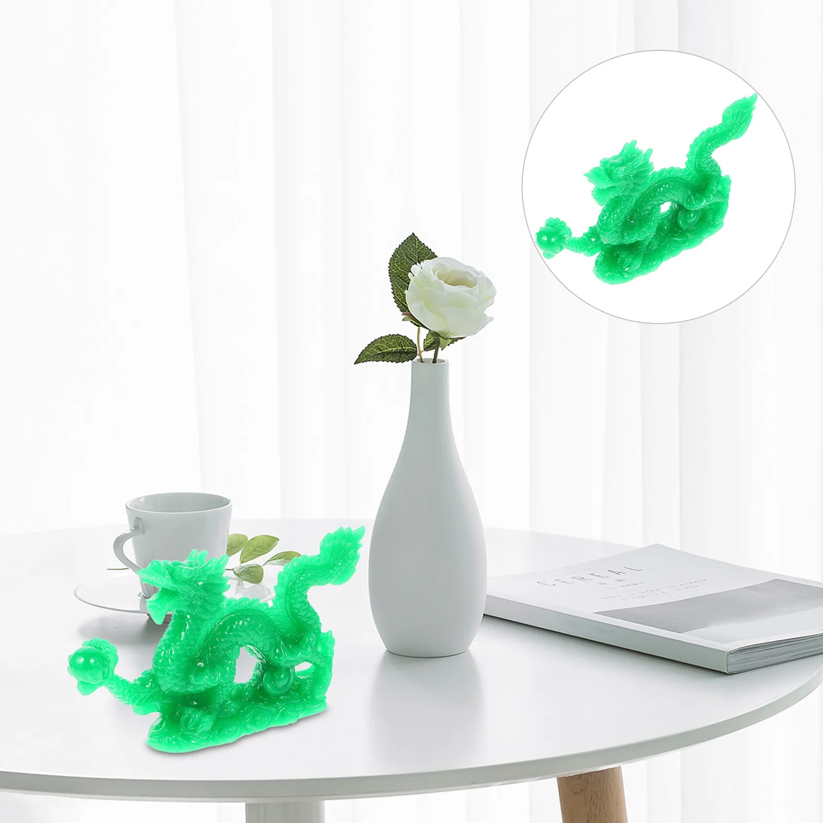 Chinese Dragon Resin Statue Auspicious Desktop Ornament Lightweight Sturdy Smooth Finish Table Shelf Cabinet Decor Indoor Dragon