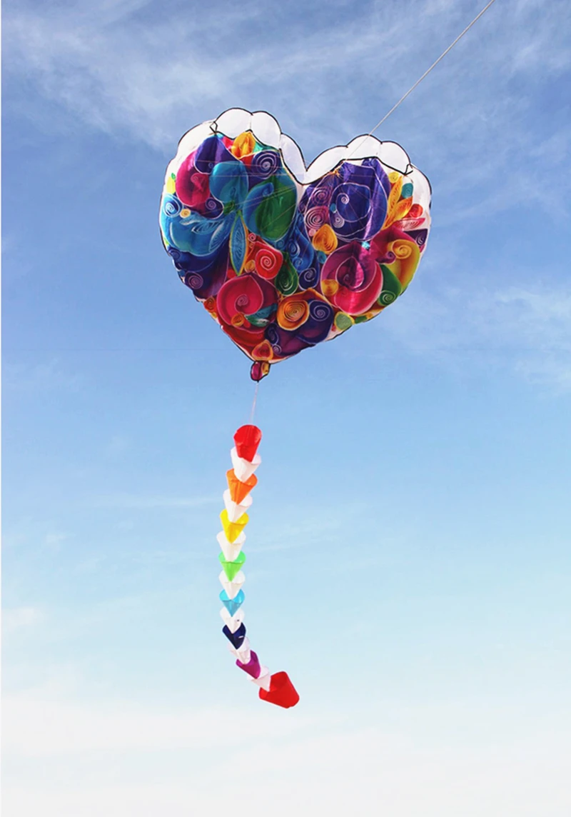 free shipping inflatable kites heart kites fly nylon fabric kite weifang kite string steering kite outdoor toys for adults kites