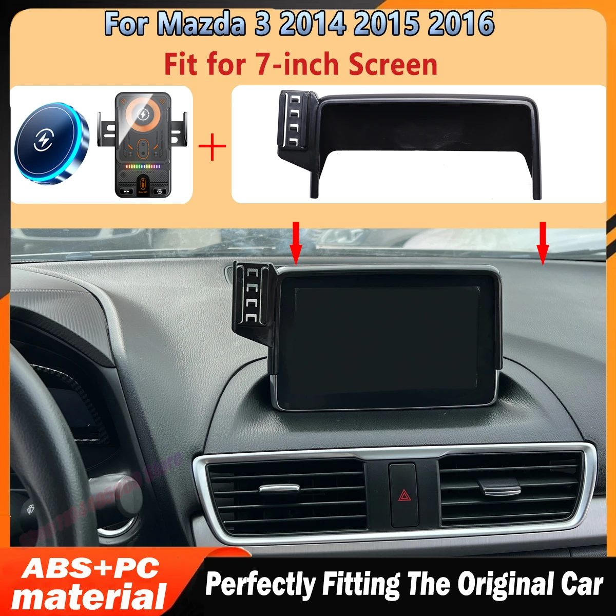 For Mazda 3 2014-2016 BM BN Wireless Car Phone Screen Holder Magnetic Wireless Charging Car Phone Mount For MagSafe