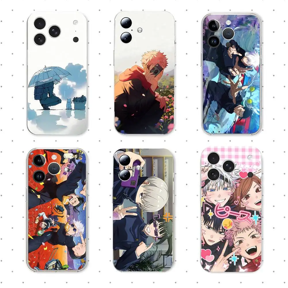 

Классический аниме-чехол Jujutsu Kaisen для iPhone 17, 16, 15, 11, 13, 14 Pro Max, 7, 8 Plus, X, Xr, Xs Max, SE2020, 12 mini, прозрачный