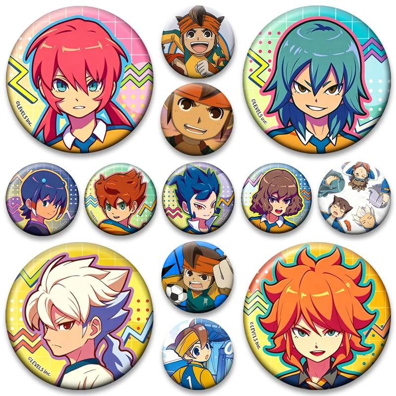 Anime Inazuma Eleven Brooches on Backpack Accessories Round Cartoon Badge Mark Evans,Axel Blaze,Jude Sharp,Nathan Swift Pins