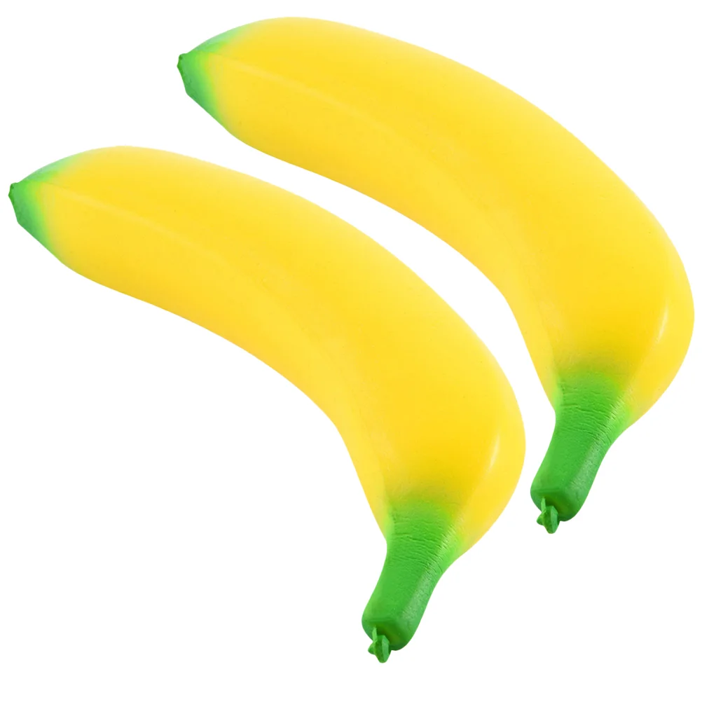 Lovely Stretchy Pressure Banana Toy, Children's Pu, Interessante Modelo Adorável, Brinquedo Sensorial Engraçado, 2 pcs