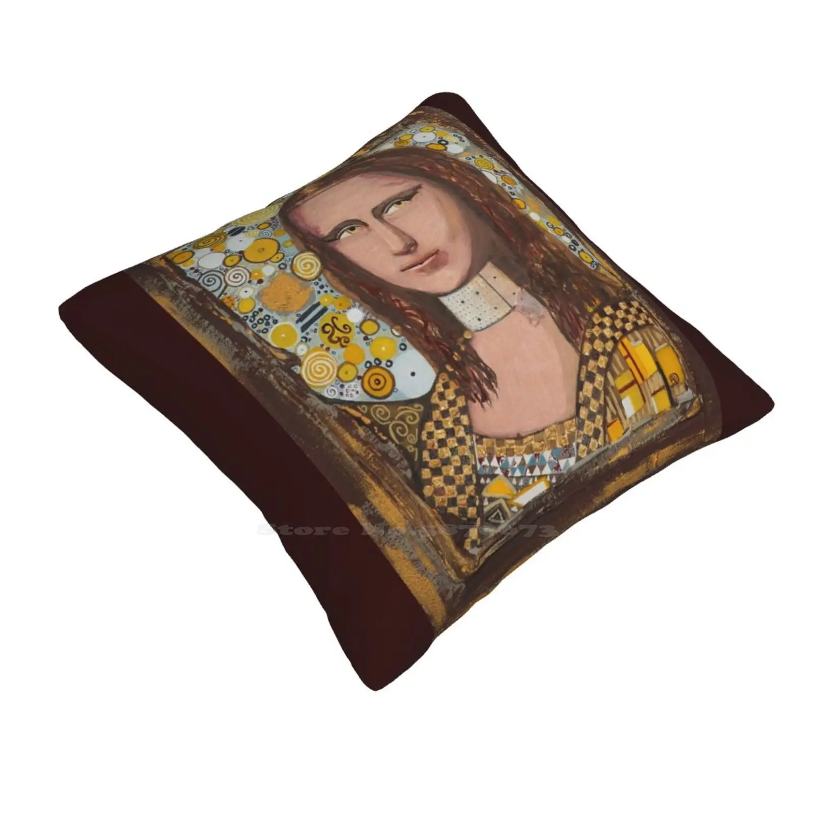 My Mona Klimt , My Revisit Of The Mona Lisa Pillowslip Pillowcase Modern Mona Lisa Mona Lisa Portrait Mona Lisa Art Modern Art