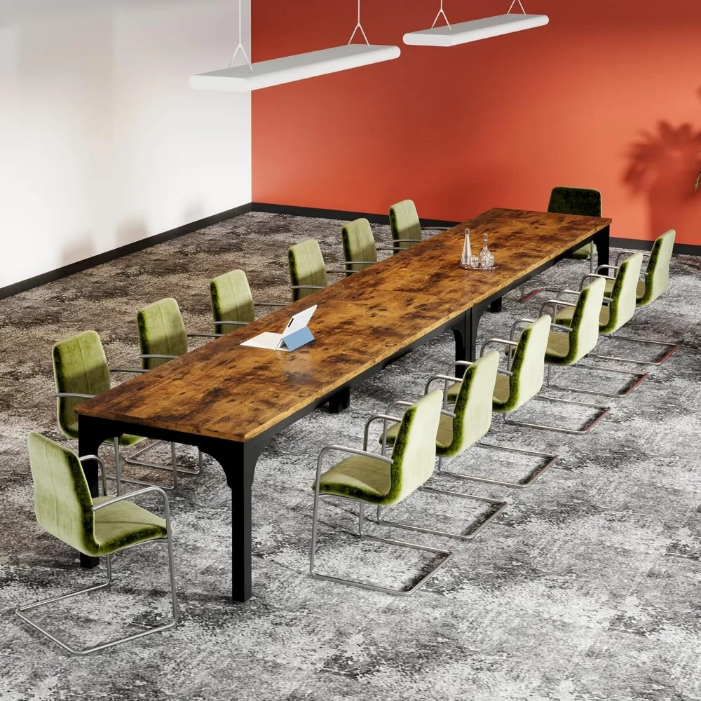 Sturdy Large Rectangle 8-Person Conference Table for Business Meetings, Seminars - Super Strong Brown Table