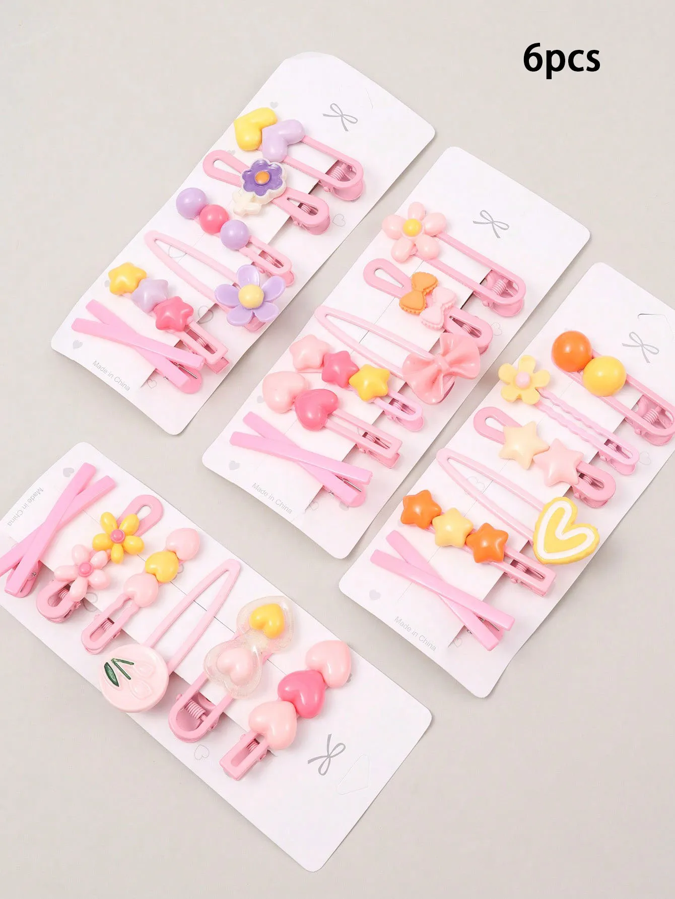 6 pinces à cheveux roses en forme de cœur et de fleur pour filles, barrettes mignonnes pour enfants, accessoires capillaires doux pour bébé, cadeau idéal pour le quotidien ou les fêtes