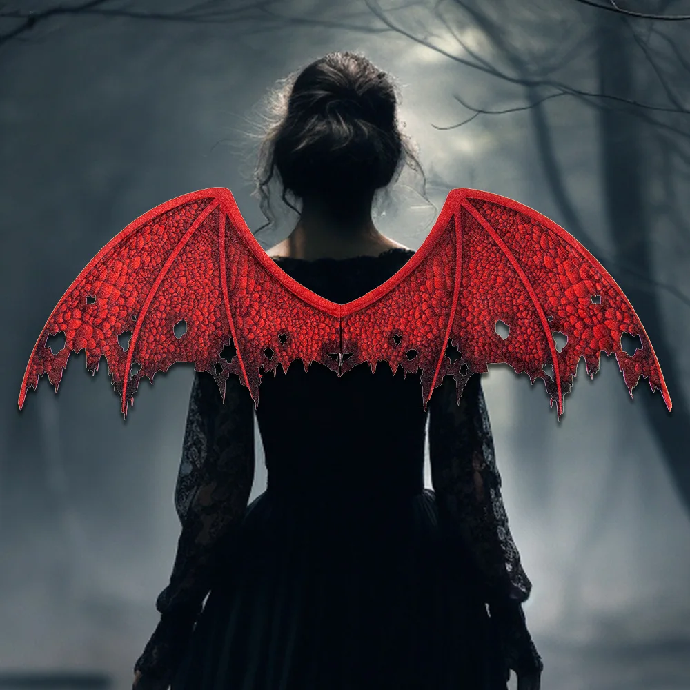 Non Woven Devil Wings and Mask Costume Set Dress Up Props for Halloween Party and Performance Cosplay