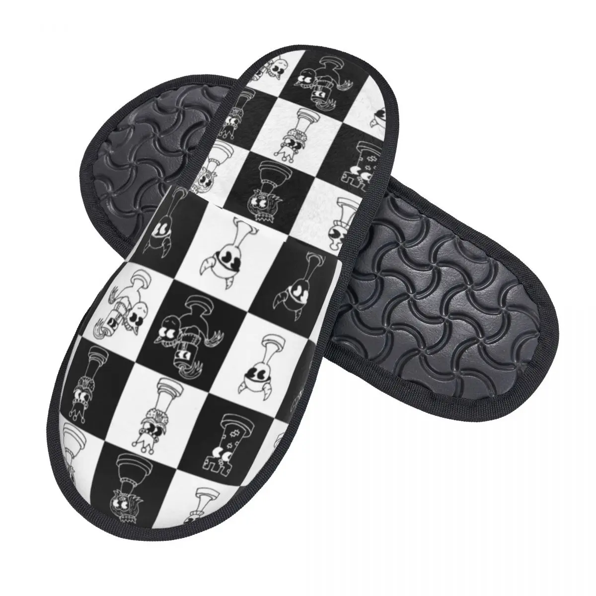 Custom Chess Club Seven Soft Memory Foam House Slippers Women Chessboard Game Chess Piece Cozy Warm Anti-Skid Slipper