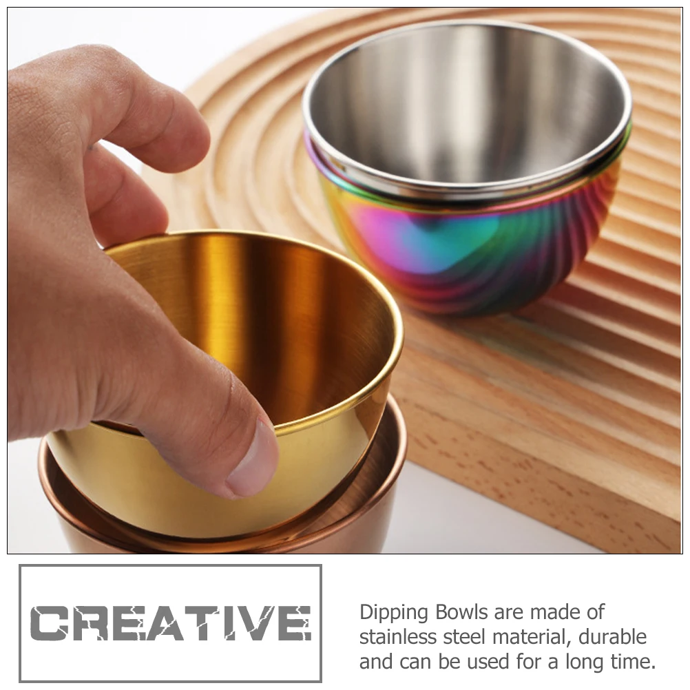 

4pcs Steel Dipping Sauce Cups Small Stainless Steel Dipping Condiment Bowls Decorative Kitchen Supplies Metal Bowls