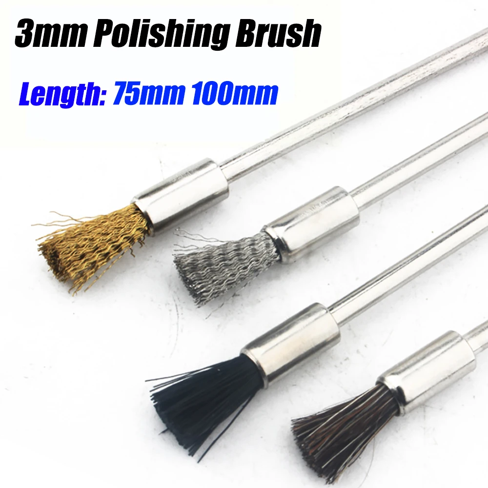 

10pcs Steel Wire Brushes Polishing Pen Shape Bristle 75mm 100mm Wheel Brush Tools Extension Rod Welding For Power Rotary Tool