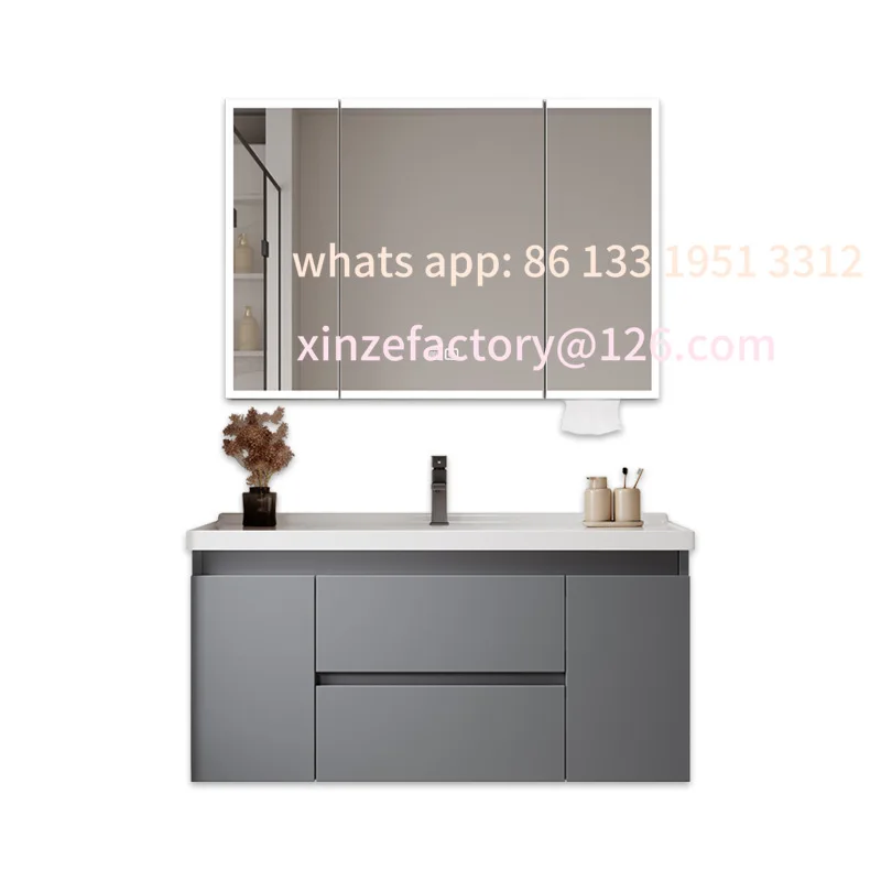 

Simple honeycomb aluminum bathroom cabinet thickened space aluminum cabinet household washbasin with drawer ceramic