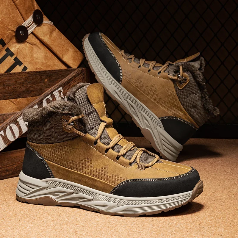الرجال أحذية الثلوج الشتاء عالية أعلى أحذية رياضية أفخم الشتاء الدافئ الأحذية في الهواء الطلق عدم الانزلاق أحذية التنزه الجلود حذاء بوت بطول الكاحل بوتاس Hombre