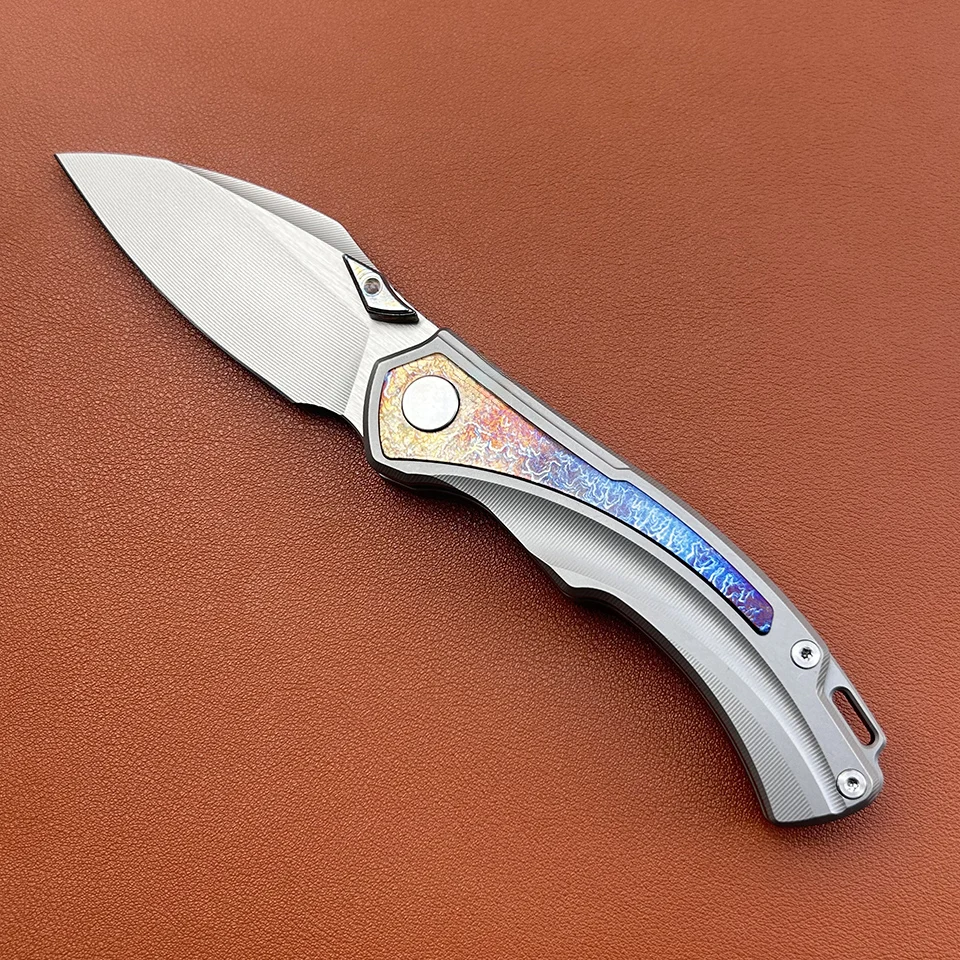 M390 Steel Folding Pocket Knife TC4 Titanium Handle 3.5cm Wide Blade Ball Bearings 160g Household Utility Tool