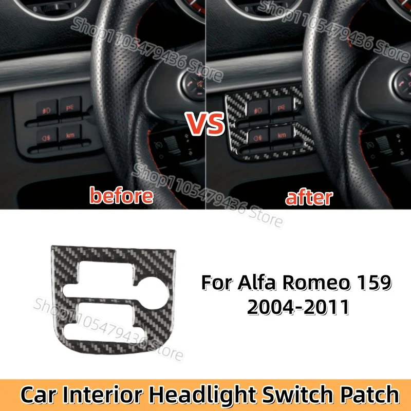 For Alfa Romeo 159 2004-2011 Car Interior Headlight Switch Decorative Patch Soft Carbon Fiber Car Headlight Switch Panel Patch
