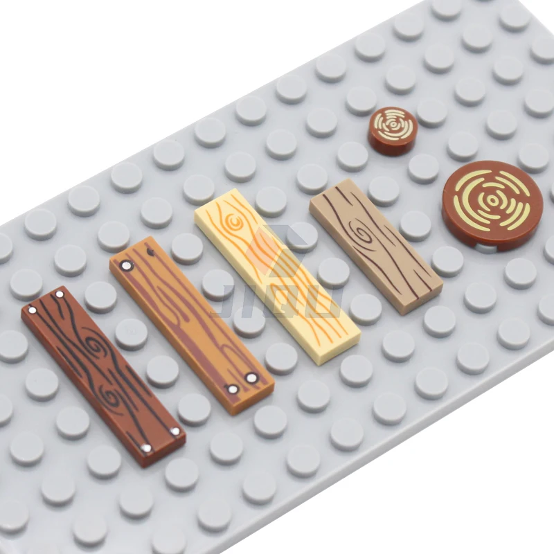 Wood Grain Pattern Tile Parts MOC Bricks Compatible 98138pb042 14769pb196 2431pb415 City Building Block Accessories Assembly Toy