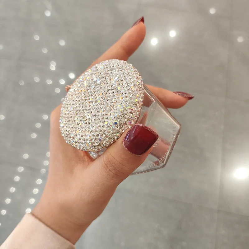 Sparkling Rhinestone Glass Jar Pearl Gold Bean Storage Bottle Reusable Portable Travel Cosmetics Jewelry Dispenser Organize