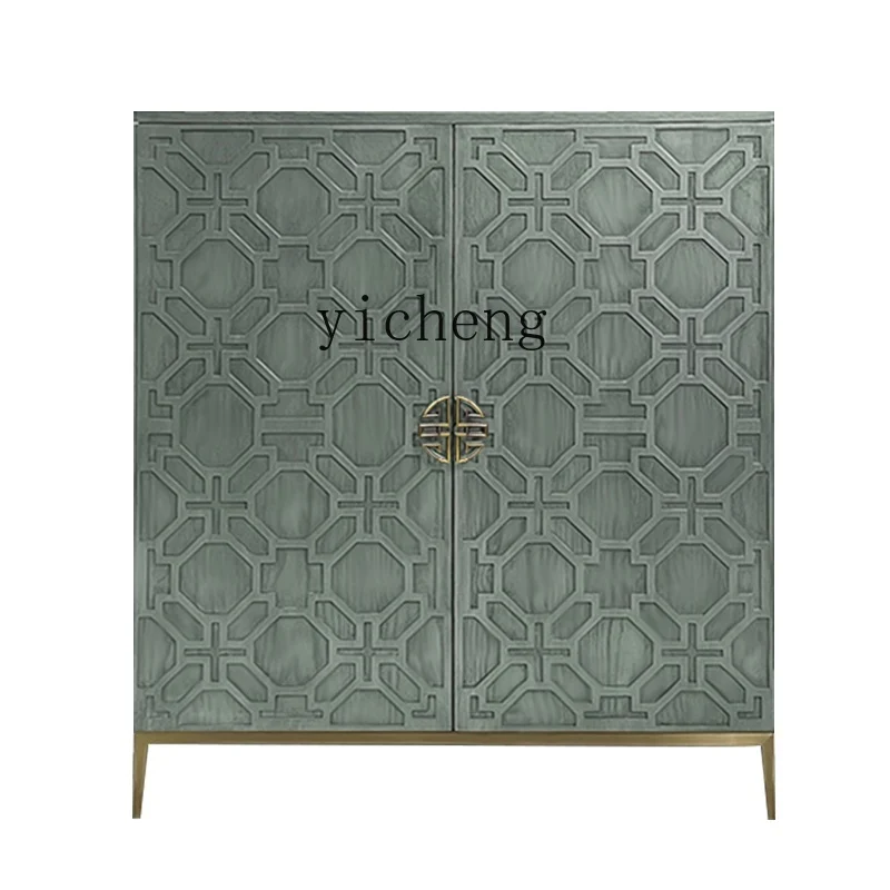 Solid Wood Shoe Cabinet Modern Living Room Entrance Cabinet Home Doorway Storage Cabinet Storage