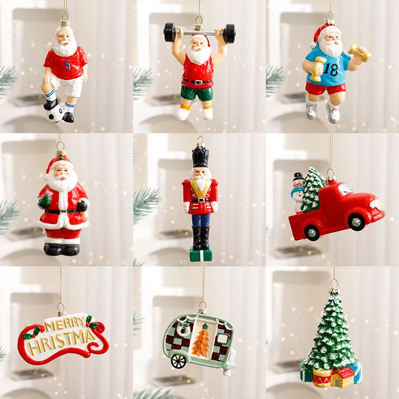 

3pcs/set Christmas Decorations Painted Cabin Christmas Tree Hanging Decoration Santa Gingerbread Man Polar Bear Gift 2025 New