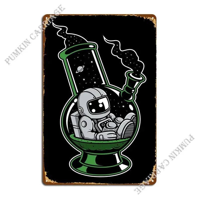 Astronaut Bong Metal Plaque Poster Rusty Living Room Garage Printing Kitchen Tin Sign Poster