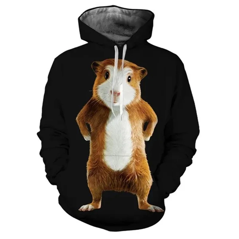 Simpatiche felpe con cappuccio cavia Animal Graphic 3D Print uomo Hip Hop Streetwear felpe con cappuccio pullover oversize top abbigliamento per