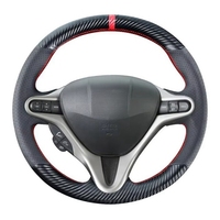 Carbon Fiber Steering Wheel Cover for Honda Civic 8 2005-2011 Old Civic Type R 2004-2011 (3-Spoke) Leather Interior Accessories