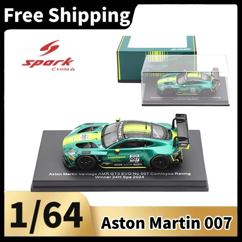[In Stock] Spark 1/64 Aston Martin Vantage AMR GT3 EVO No.007 Comtoyou Racing, 24H Spa 2024 Winner Collectible Race Car Model