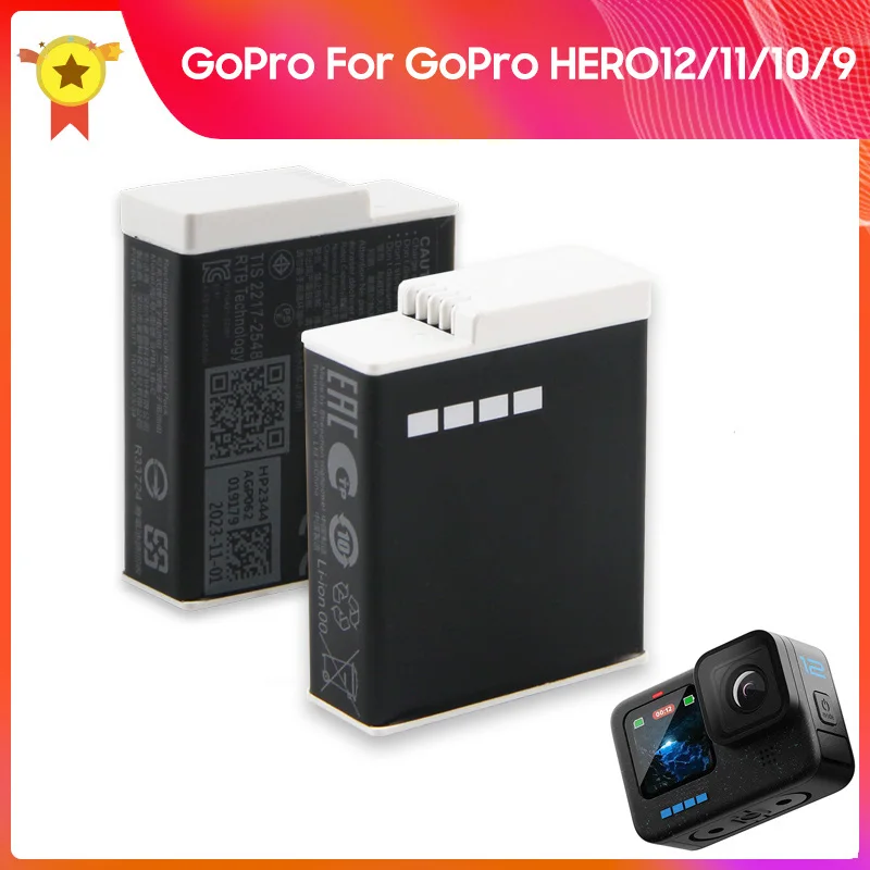 

Replacement Battery For GoPro Hero12 Hero11 Hero10 Hero9 Hero 12 11 10 9 SPBL1B Black Enduro Cold resistant Batteries 1720mAh