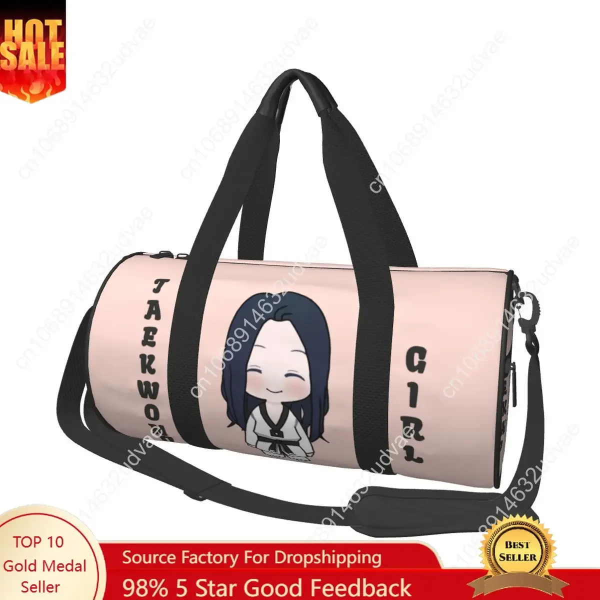 Kawaii Taekwondo Girl Sports Bags Martial Arts Training Gym Bag Large Novelty Handbags Couple Printed Weekend Fitness Bag