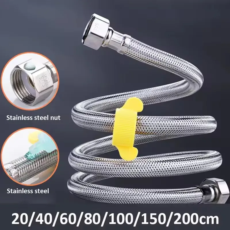Explosin-Proof Flexible Braided Hose G1/2 Inch Faucet Water Pipe For Kitchen Bathroom Plumbing New 20/40/60/80/100/150/200cm o