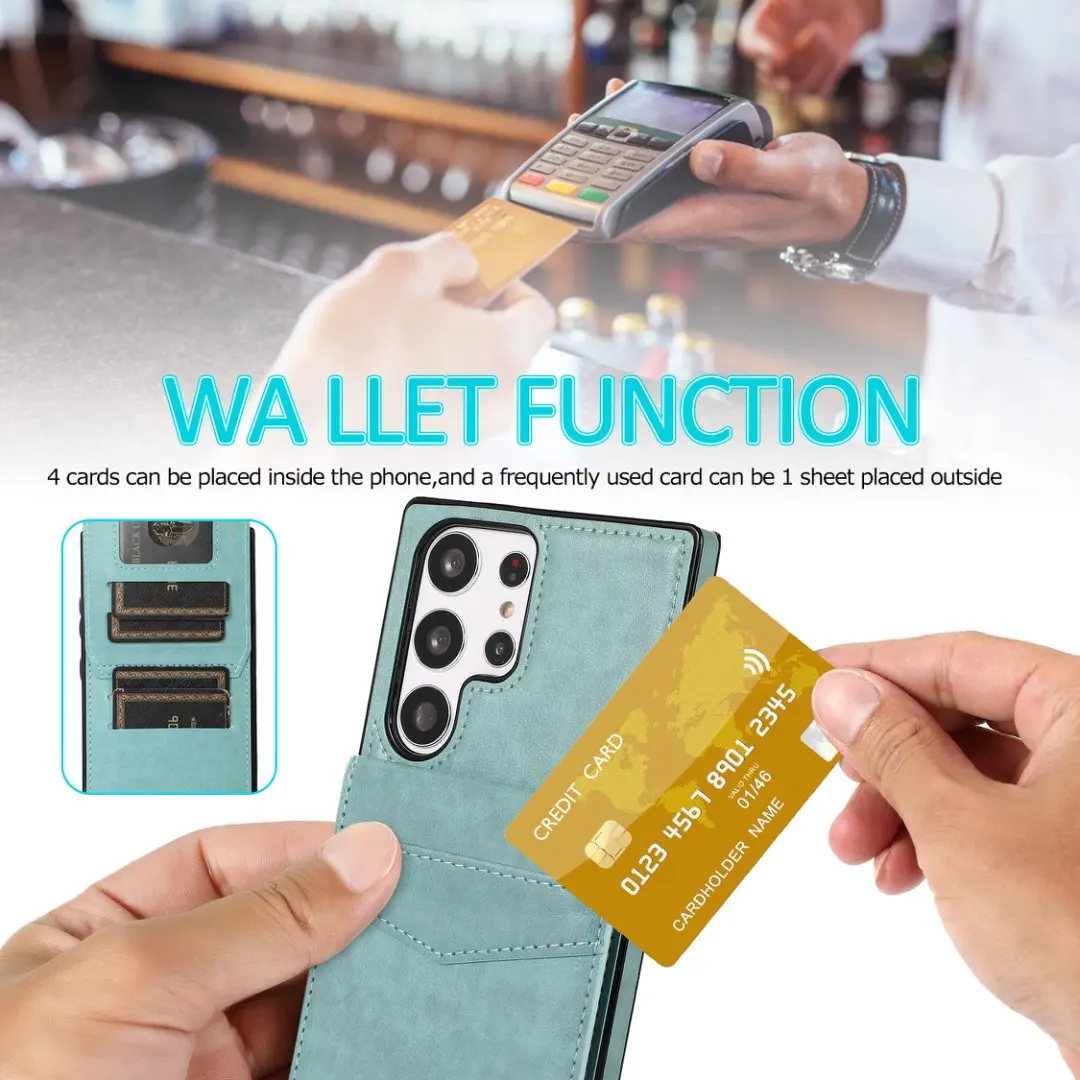 Flip Leather Cover for Samsung Galaxy S25 S24 S26 Ultra S22 S23 Plus Note 20 Ultra Wallet Case with Credit Card Holder Kickstand
