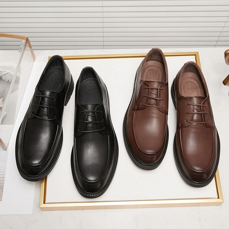 

Мужская обувь из натуральной кожи в стиле ретро, повседневная обувь из воловьей кожи, черная