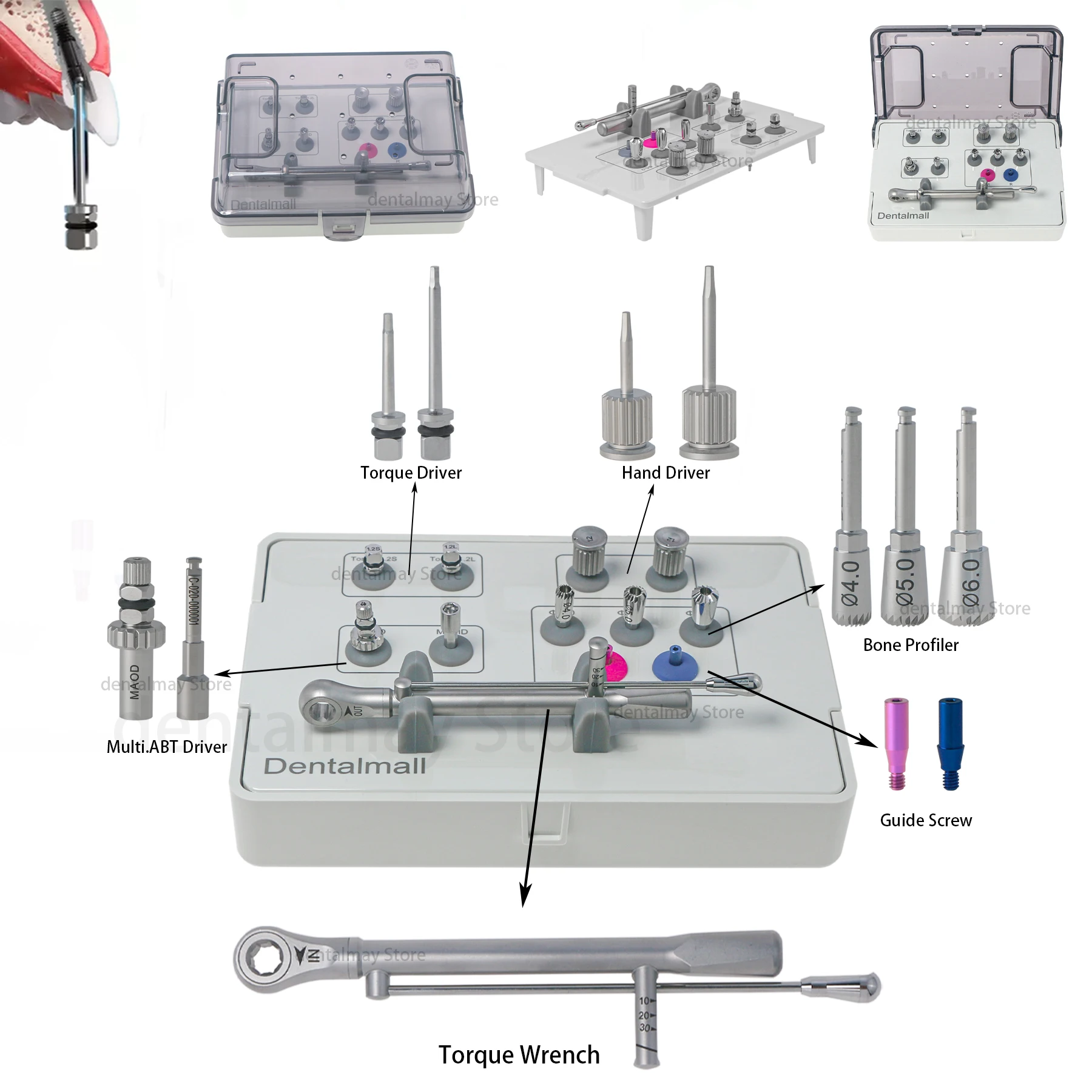 

Implant Bone Profiler Kit Torque Wrench Multi ABT Hand Driver Universal Prosthetic Drivers Hand Tools Hiossen