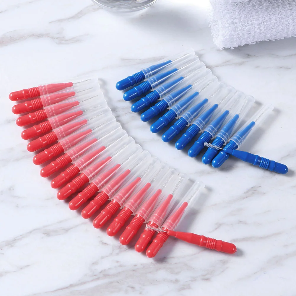 50pcs 2.5mm Interdental Palitos Entre Limpeza Floss Picks Cavidade Flosser Brushes Boca Cuidados de Limpeza Escova Ferramentas Azul