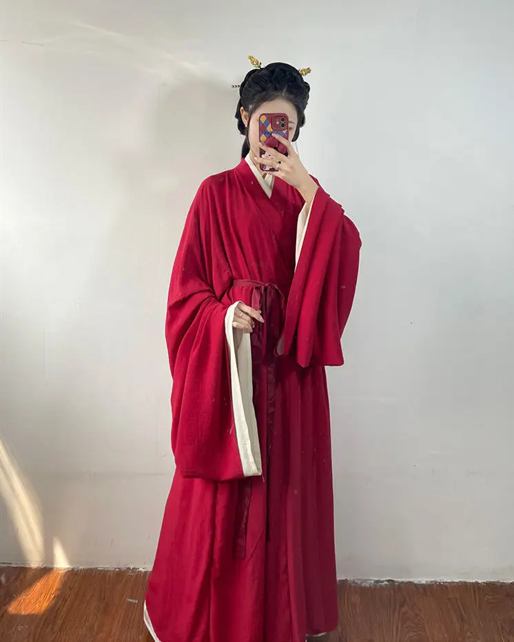 Vêtements Hanfu traditionnels chinois pour femmes, élégant, avec Train droit, couleur unie, vert, rouge, rose, noir, accessoires