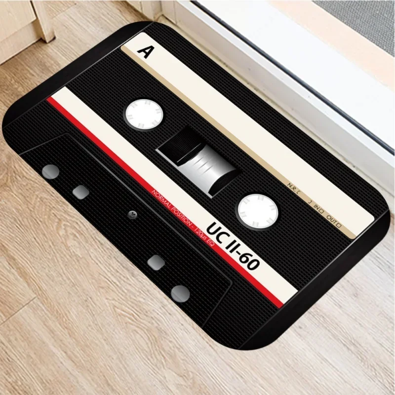 Retro Cassette Tape Door Mat Non-slip Washable Floor Mat for Entryway Living Room Home Decor Vintage Audio 60 Minutes Tape Mat