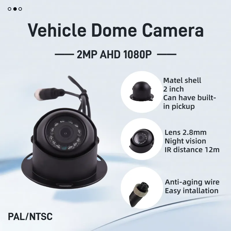 

Vehicle Dome Camera AHD 1080p 2 inch Metal IR light 10m night vision Camera for Bus