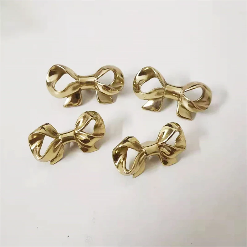 European Style Brass Bow Tie Cabinet Handle Bowknot Wardrobe Closet Cupboard Door Drawer Knobs Furniture Handles Pulls