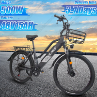 ORLMS Electric Bicycle 500W Powerful Motor 48V15AH Removable Battery Aluminum Alloy Electric Bike 26 Inch Tire Two seat E-bike